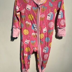 Little Sleepies Pink Milk and Heart Patterned Footie